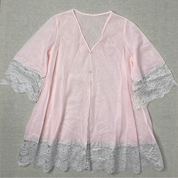 Vintage Lace Duster Robe Pink Medium - Picture 2 of 9